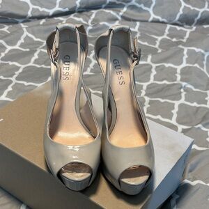 Guess Women's Cream Peep Toe Heels